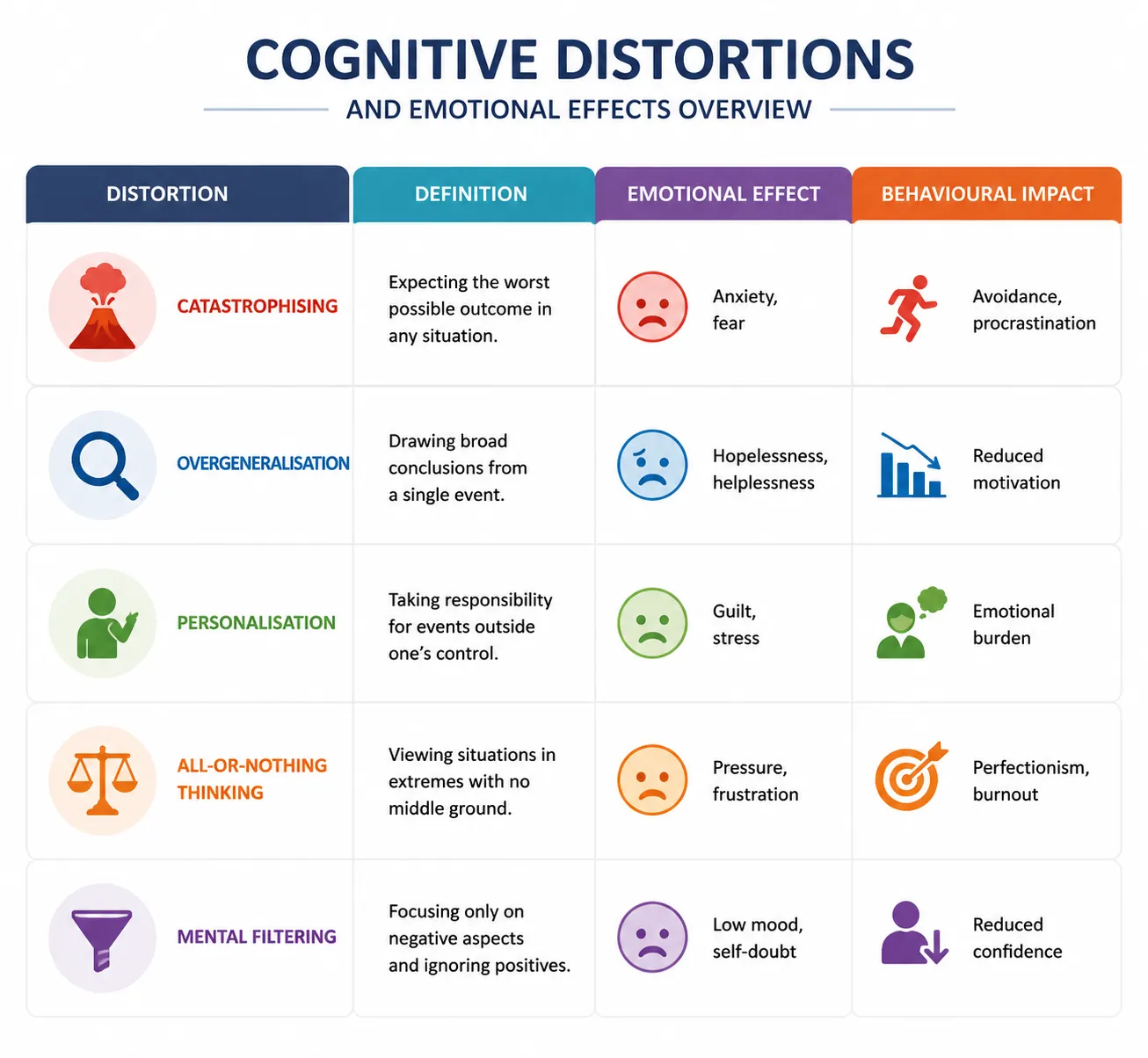 Cognitive distortions and emotional effects