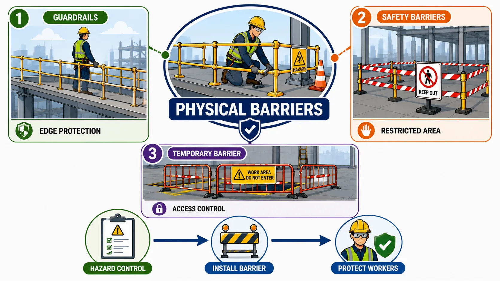 Construction safety barriers infographic