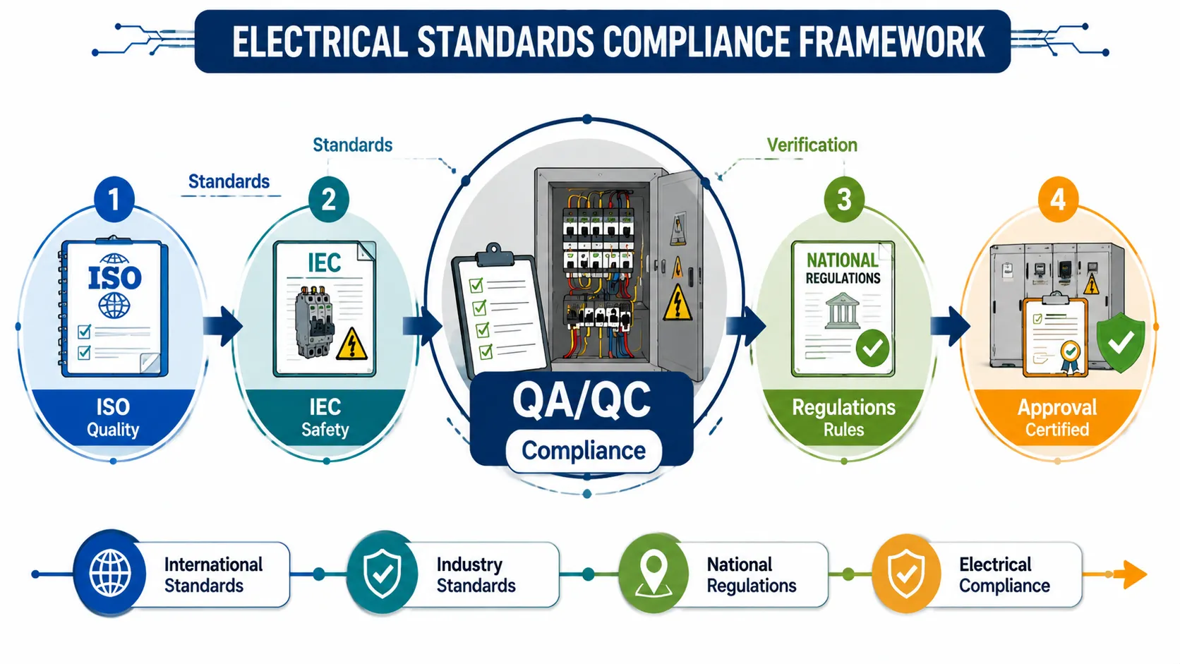 Lesson No 1: Electrical Codes, Standards, and Regulations 1 Electrical standards compliance diagram