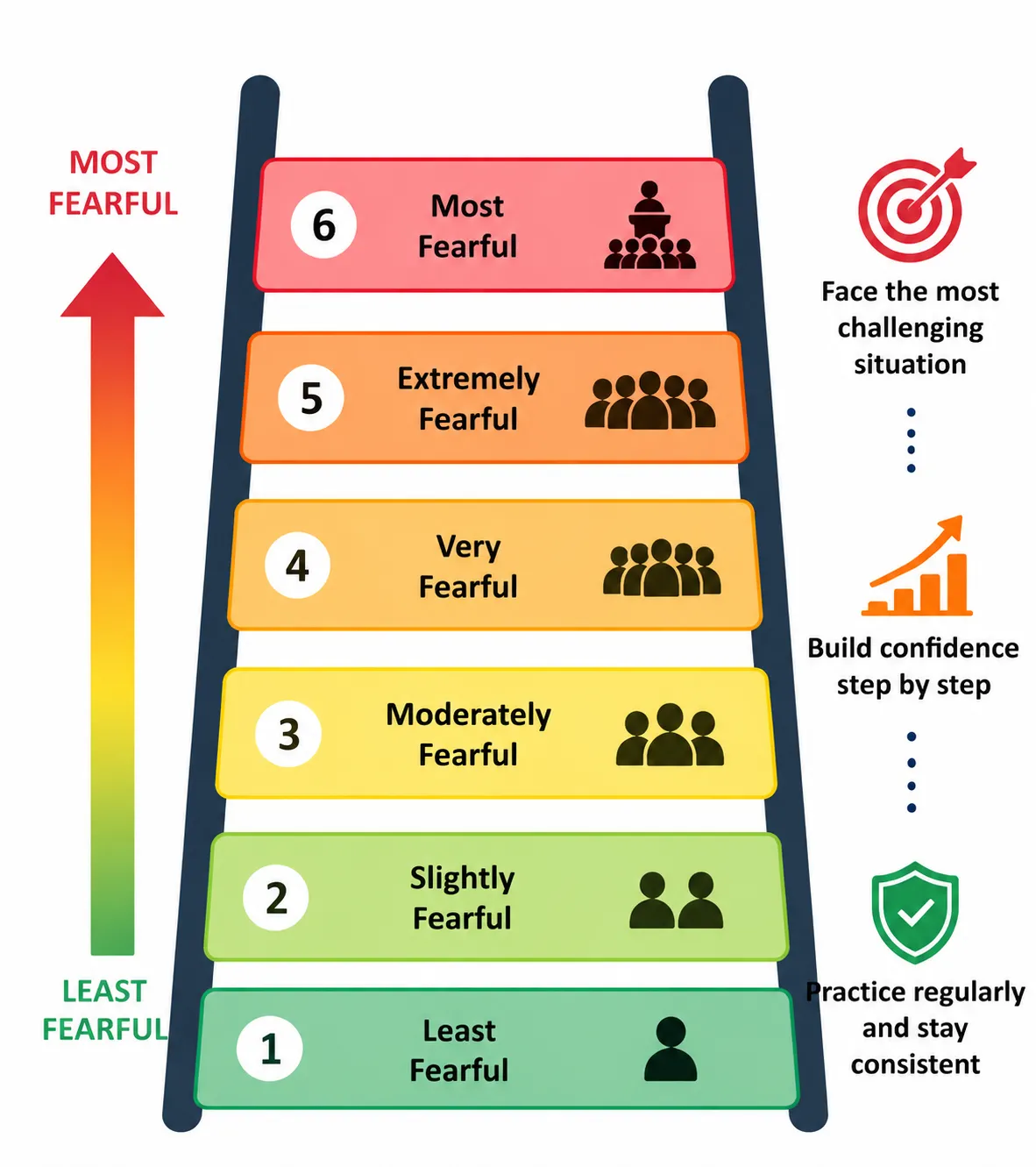 Lesson 3: Identify Behavioural Interventions Used in CBT 1 Fear exposure ladder infographic
