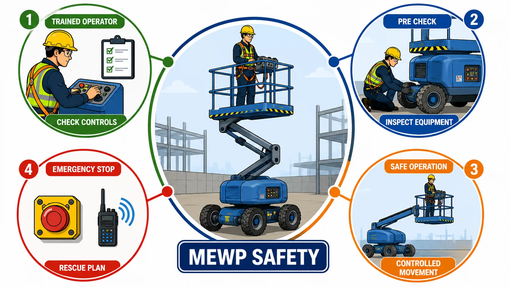 Lesson No 1: Work Equipment and Platforms 3 MEWP safety guidelines diagram