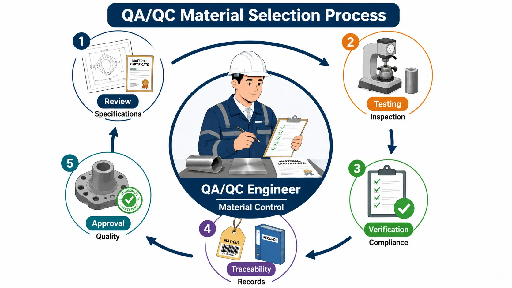 Lesson No 1: Materials and Processes in Quality Control for Mechanical Engineering 2 QAQC material selection process diagram