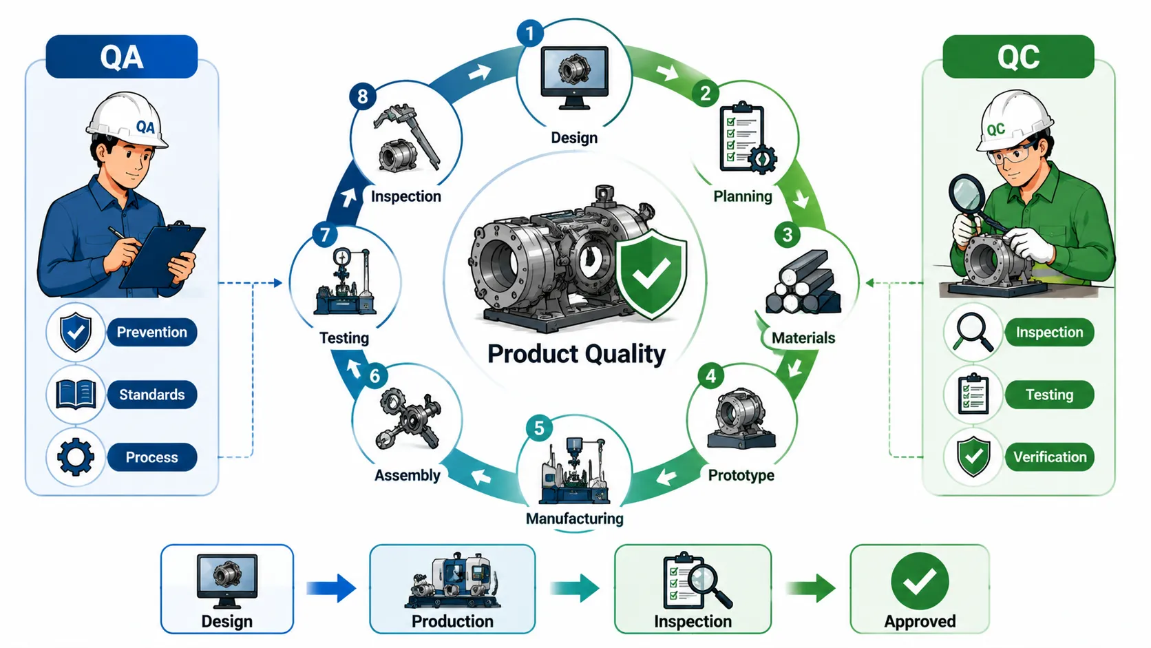 Lesson No 1: Introduction to Quality Control and Quality Assurance in Mechanical Engineering 4 QAQC mechanical product lifecycle diagram