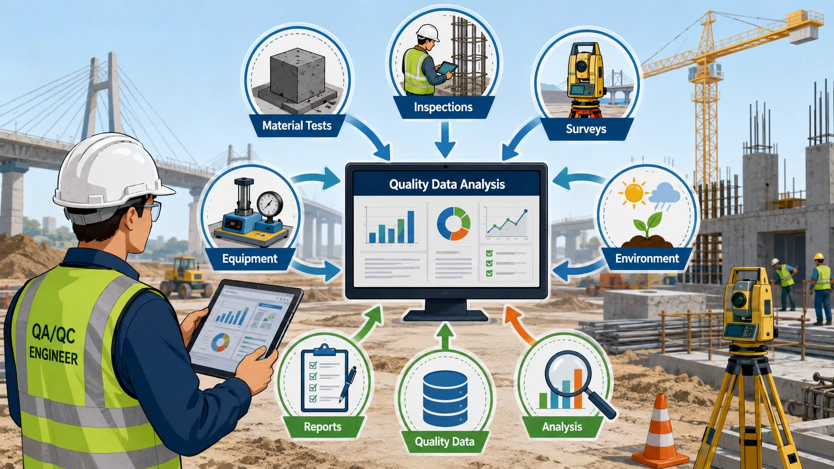 Quality control dashboard on construction site