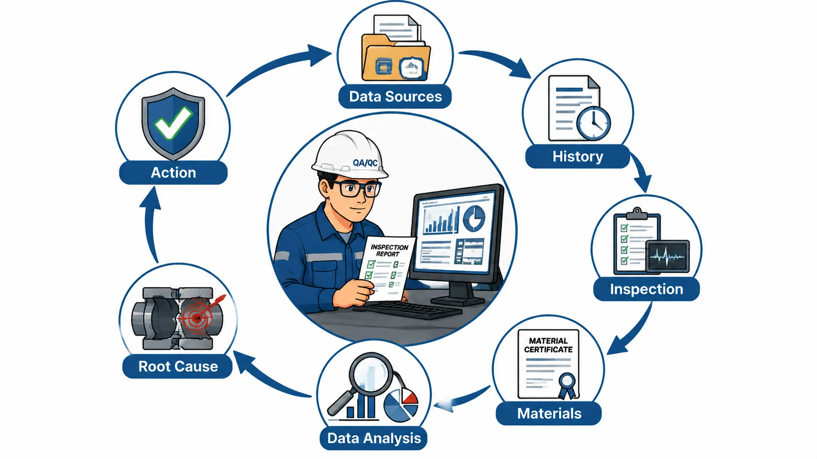 Lesson No 1: Root Cause Analysis (RCA) and Problem-Solving in Mechanical Engineering 2 Quality control workflow with root cause analysis