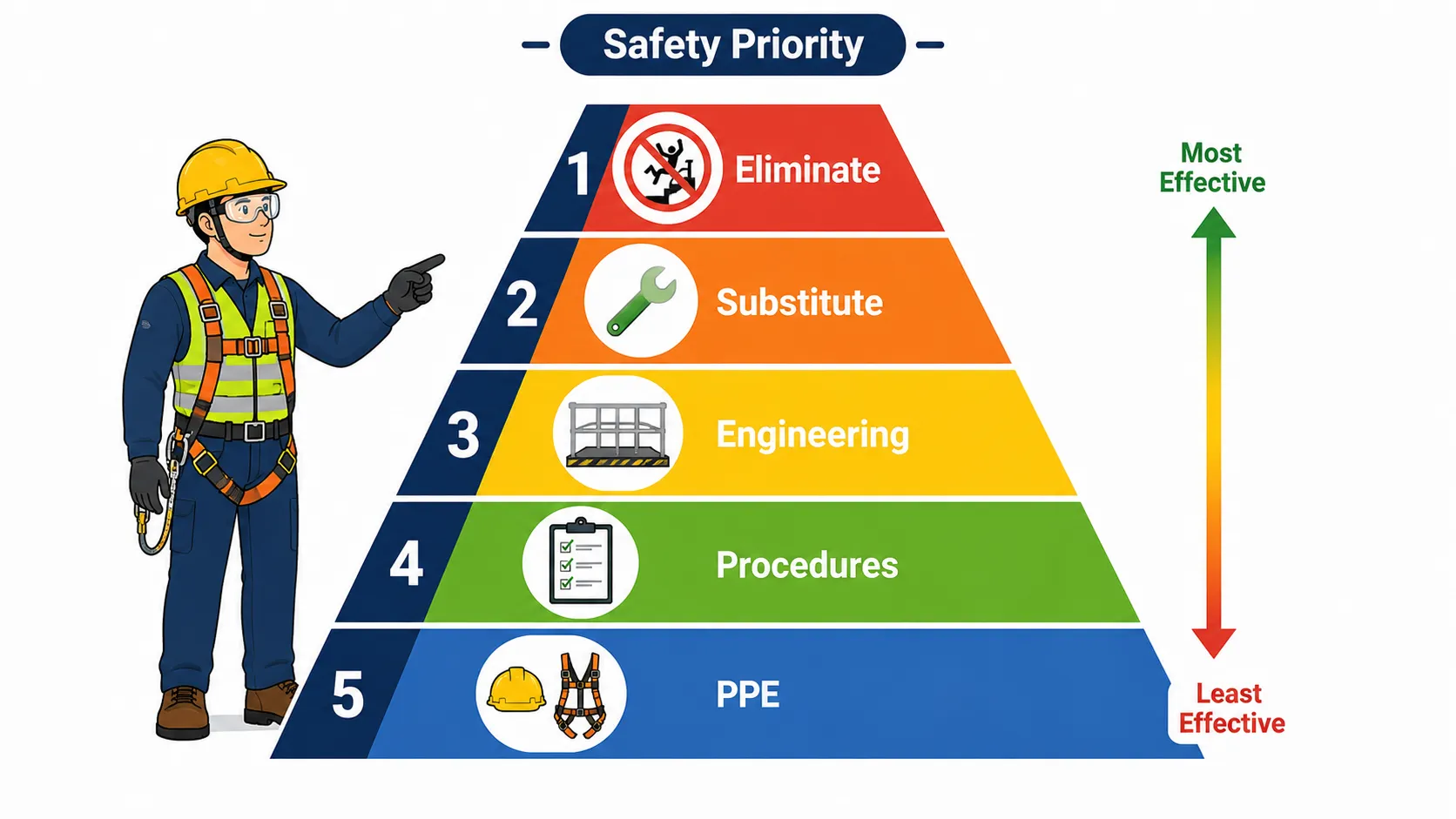 Workplace safety hierarchy infographic