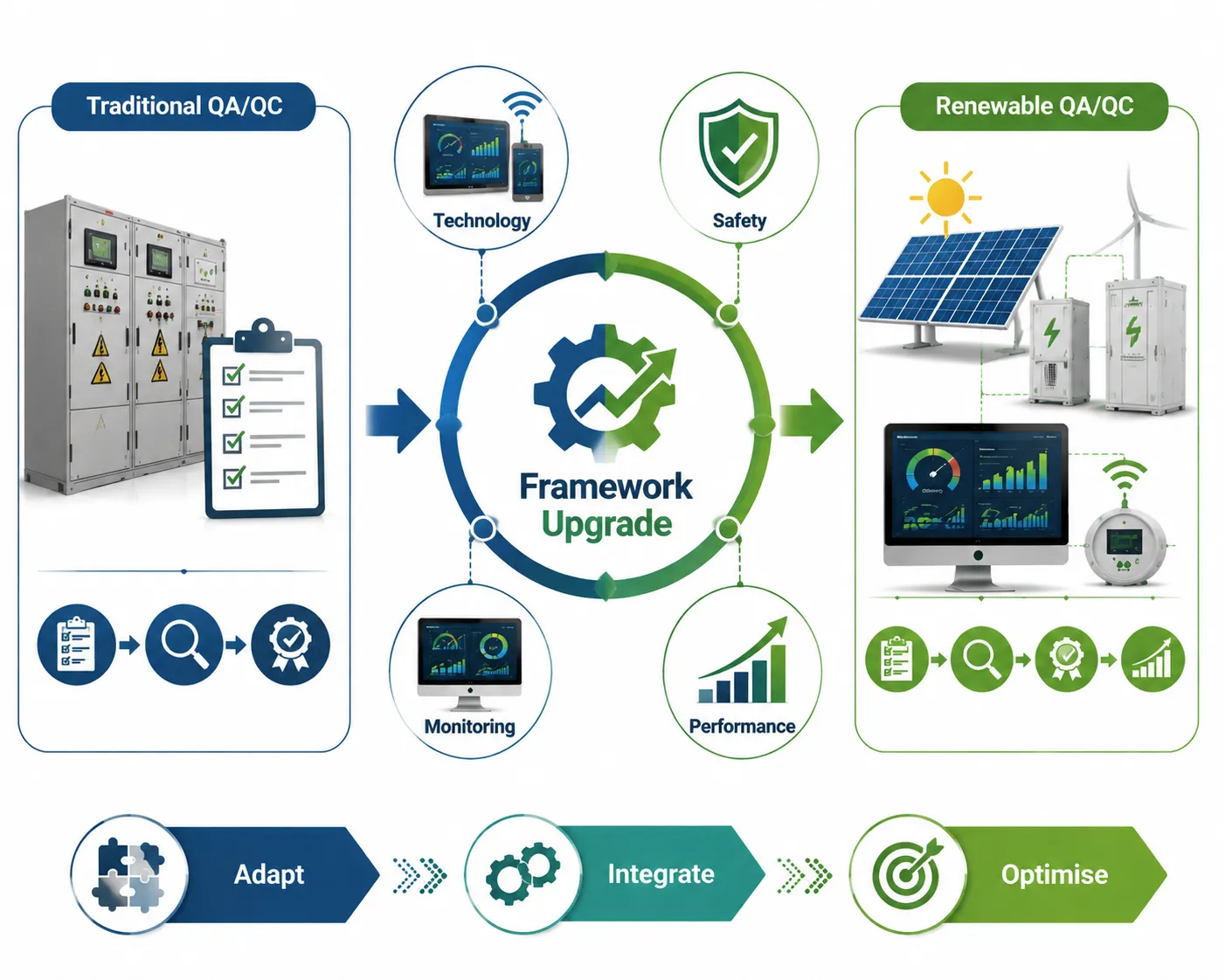Lesson 2: Integrate Green Technologies and Energy-Efficient Solutions into QA/QC Frameworks 4 Adapting QAQC Frameworks for Renewable Energy Systems