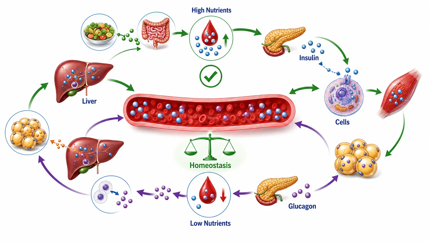 Lesson no 3: Evaluate hormonal and biochemical regulation of nutrient metabolism. 5 Blood Glucose Homeostasis Feedback Loop