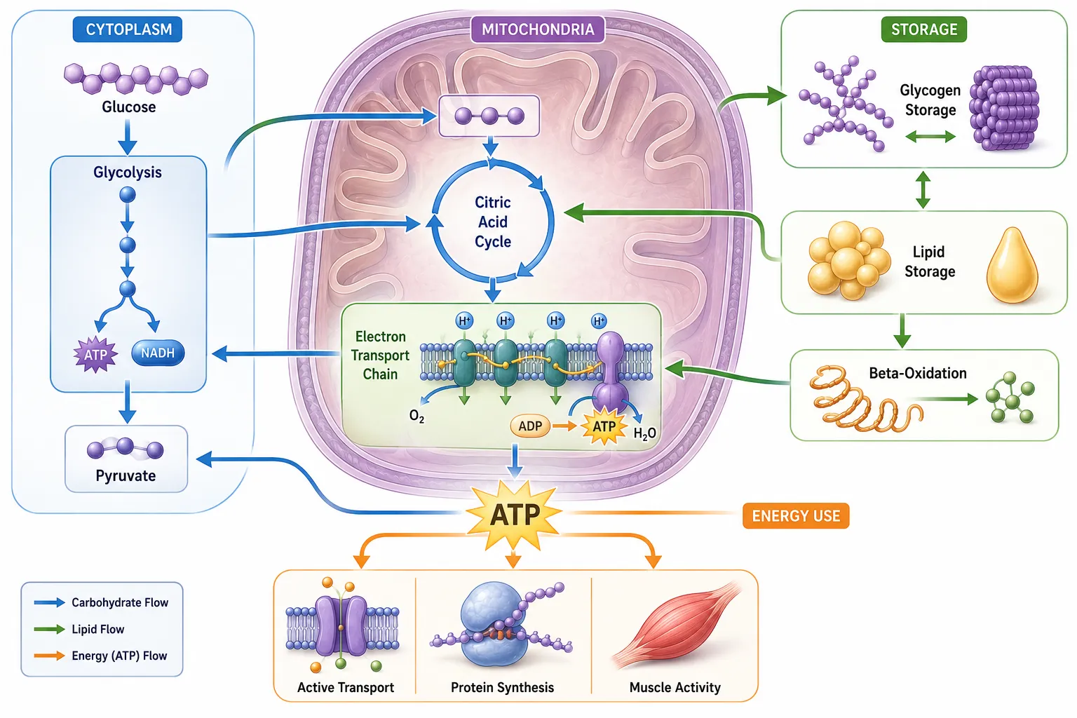 Lesson no 1 : Explain the molecular and cellular basis of human metabolism. 3 Cellular Metabolism Energy Flow Infographic