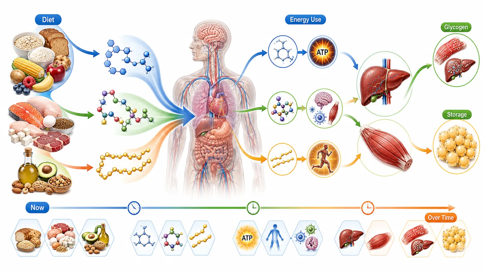 Diet to Energy A Metabolism Flow Infographic