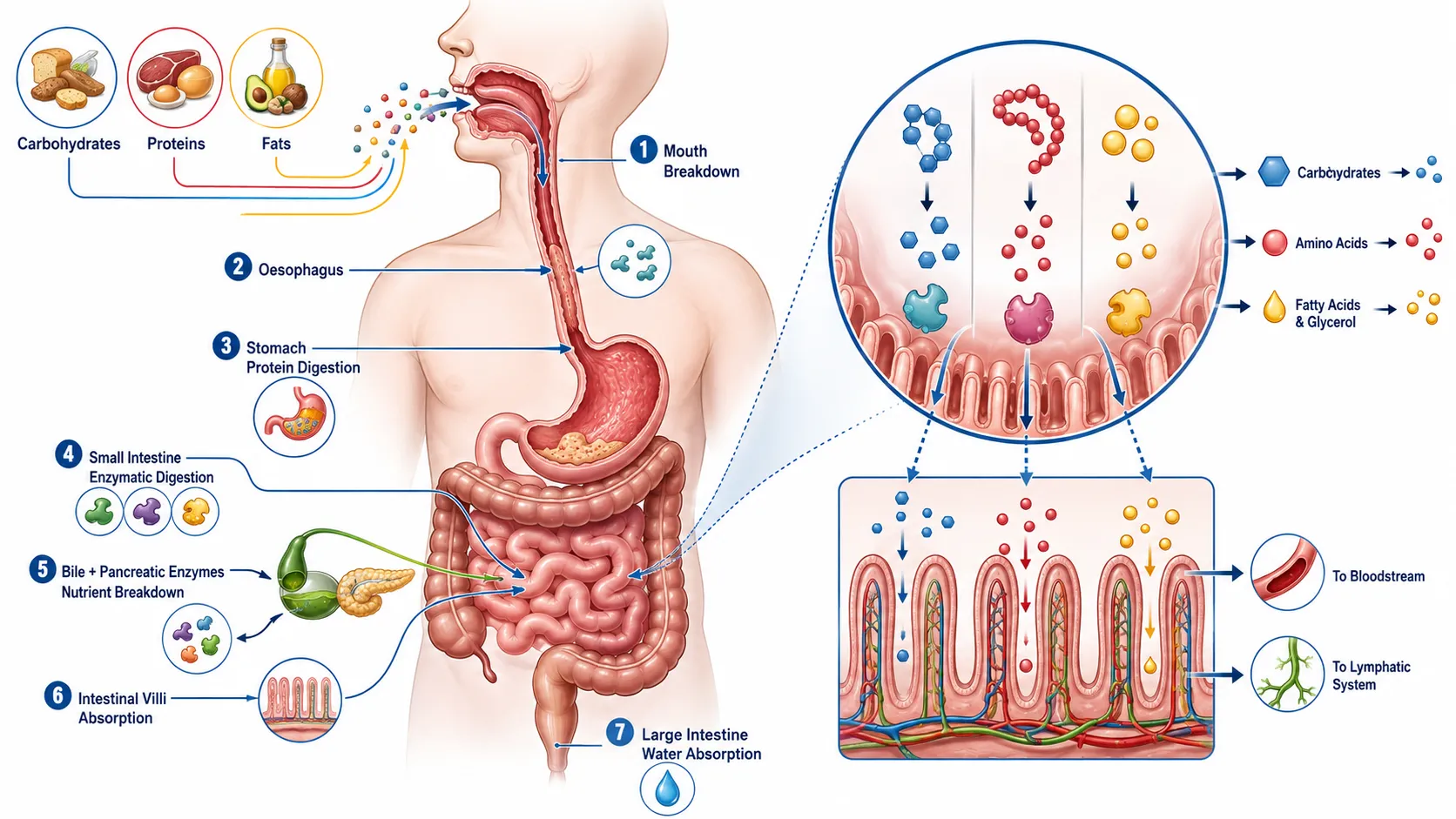 Digestive System Nutrient Absorption Infographic