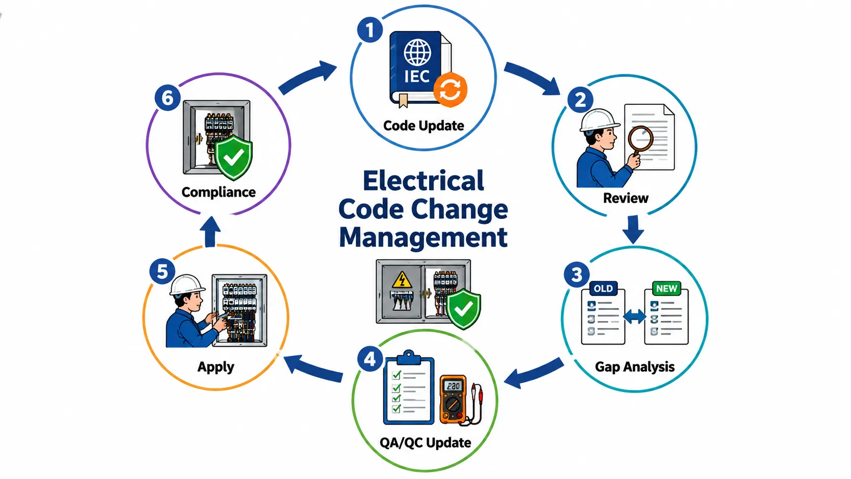 Lesson 4: Interpret and apply national and international electrical codes and regulations. 2 Electrical Code Change Management Cycle