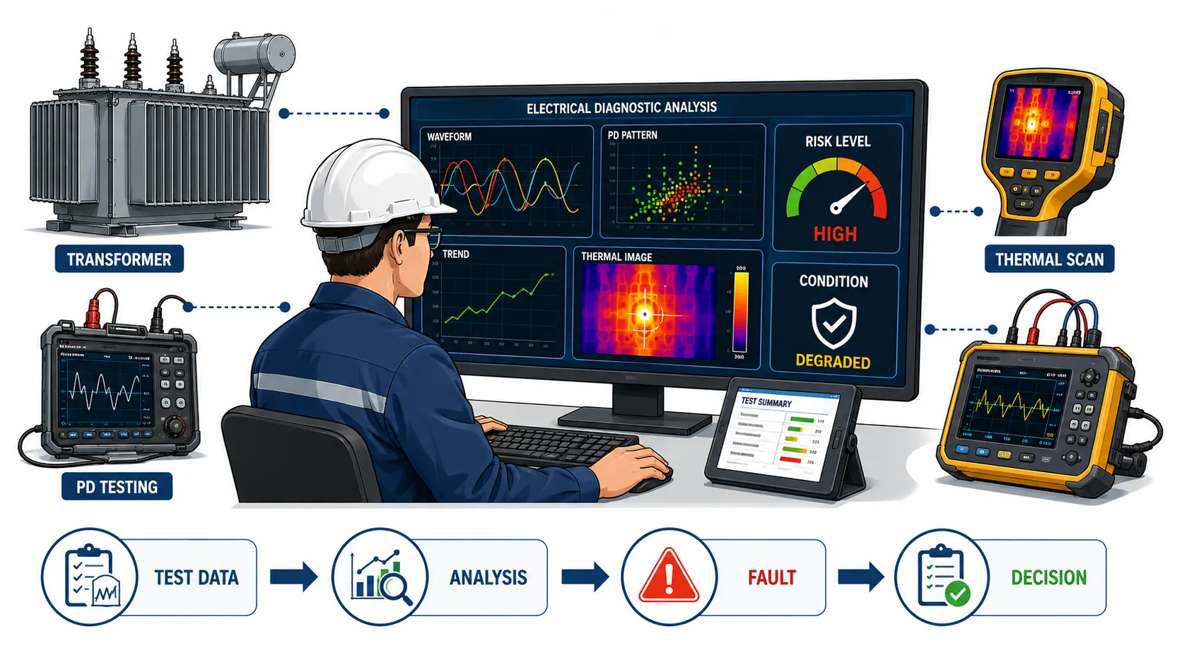 Lesson 3: Interpret complex test results and identify potential system failures. 1 Electrical Diagnostics Workflow Dashboard