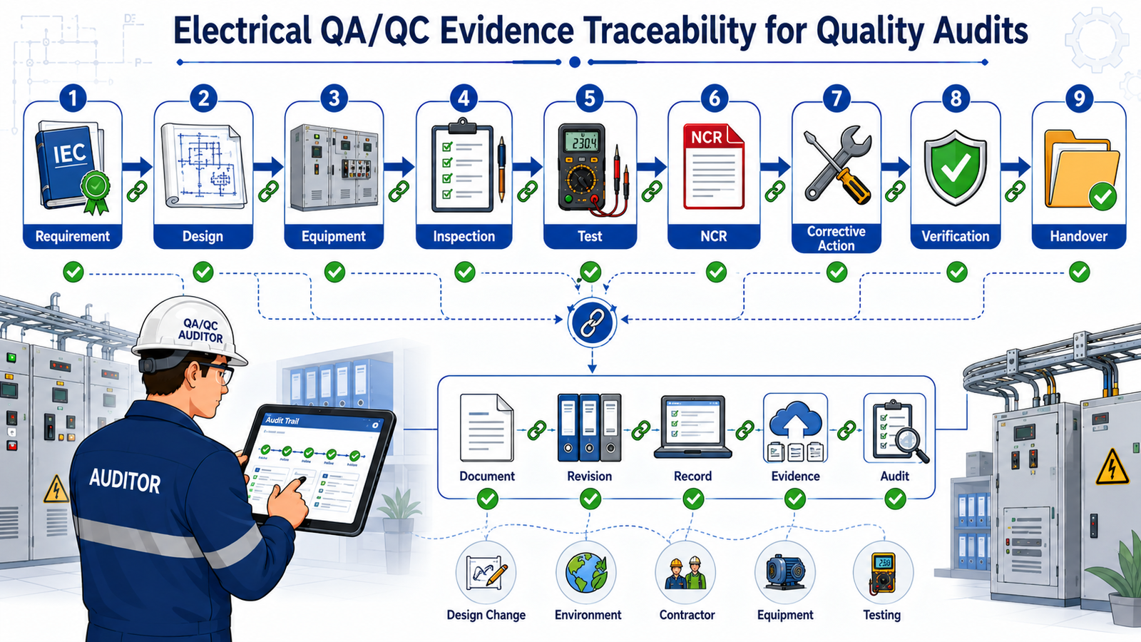 Lesson 7: Document inspection findings in line with international QA/QC standards. 3 Electrical QAQC Traceability Flowchart 2