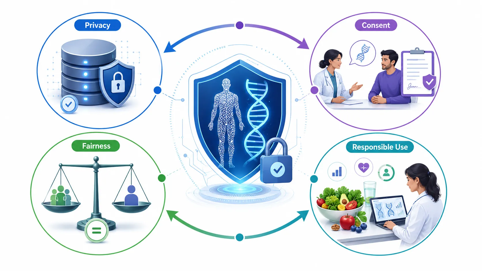 Lesson no 2 : Analyse nutrigenomics and nutrigenetics data. 4 Ethical Health Data Cycle