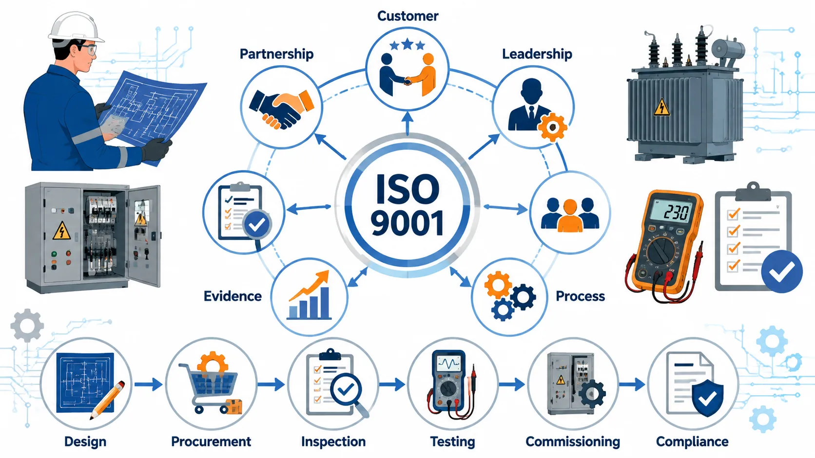 Lesson 1: Critically Evaluate International Quality Standards (e.g., ISO 9001) and Their Application in Electrical Engineering 1 ISO 9001 Electrical Quality Workflow