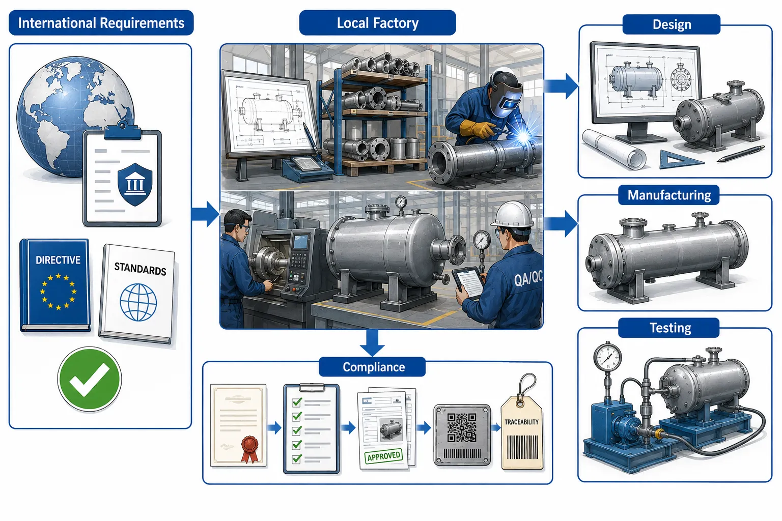 Lesson no 1 : Understand global mechanical engineering standards and regulatory requirements. 2 Industrial Compliance Workflow Infographic