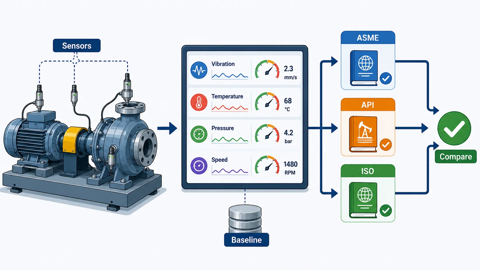 Lesson 6: Evaluate system performance and reliability against international mechanical engineering standards. 1 Industrial Monitoring Standards Comparison Flow
