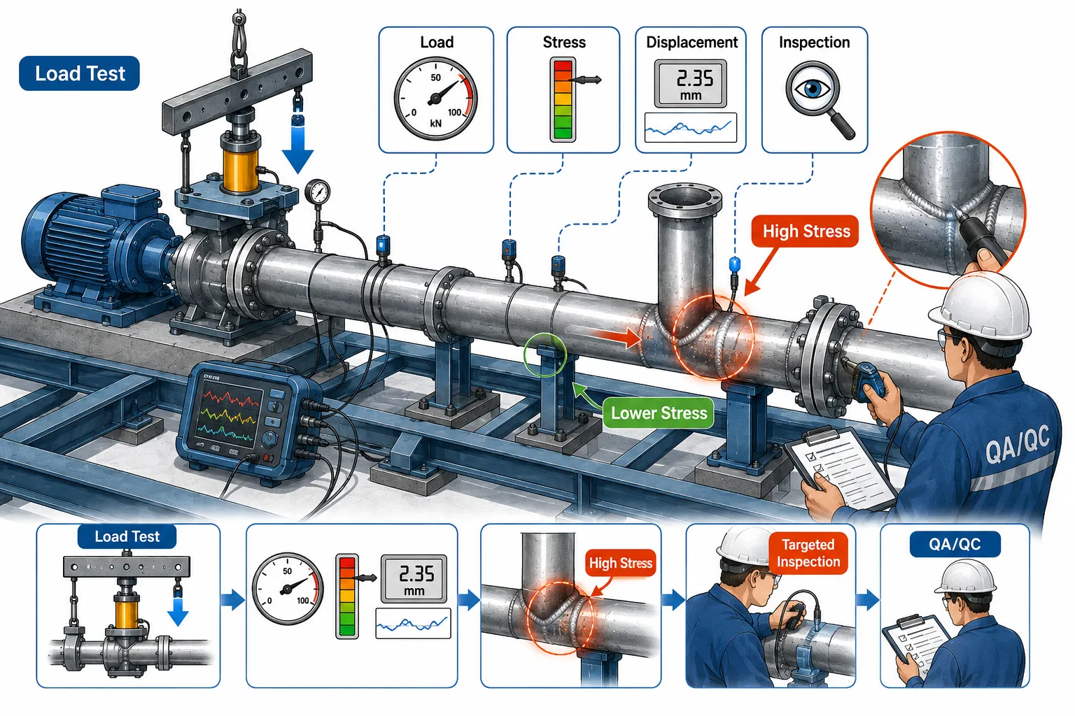 Industrial Pipe Load Testing and QAQC Inspection