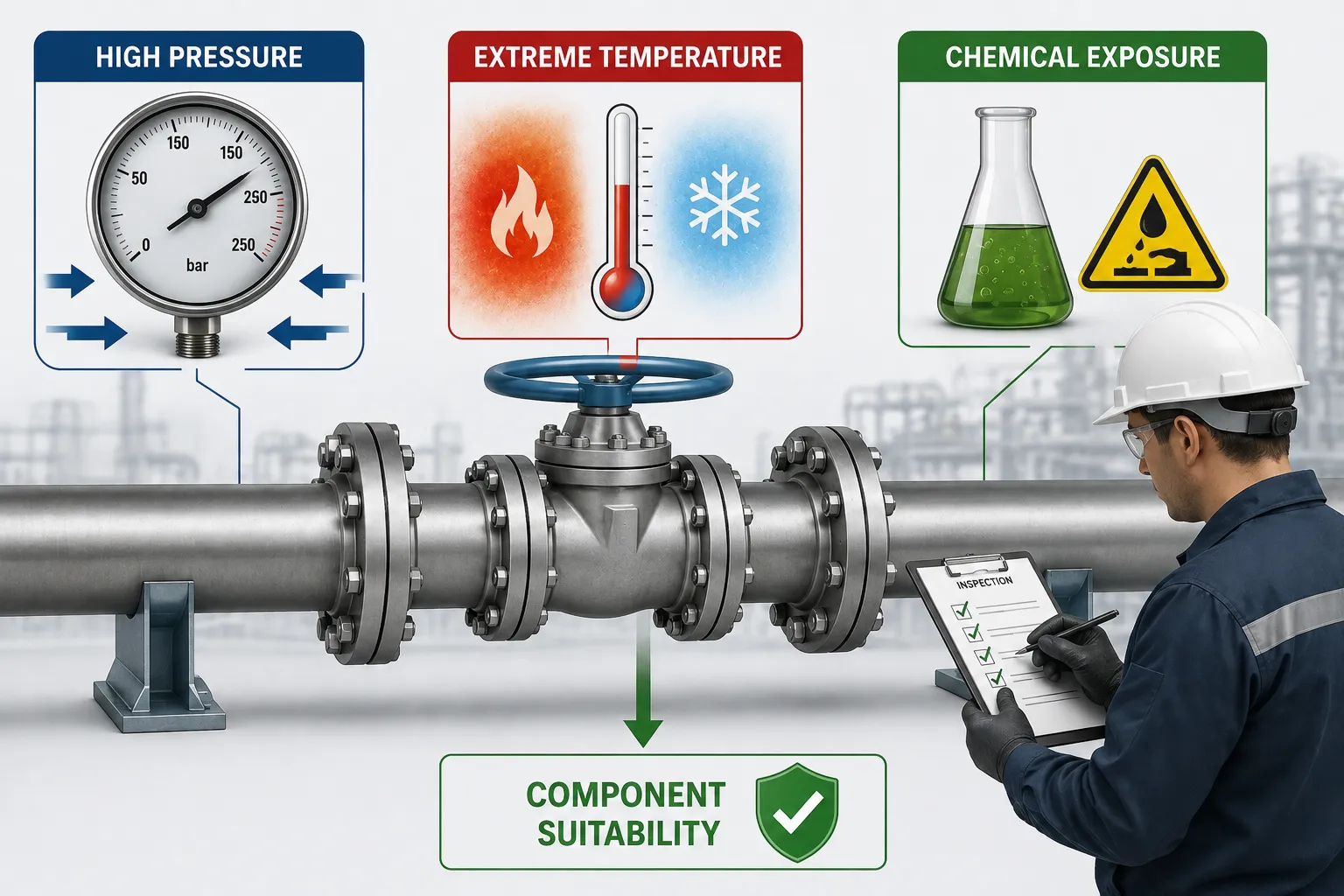 Lesson 2: Evaluate the reliability, safety, and suitability of components for operational conditions. 1 Industrial Valve Inspection Infographic