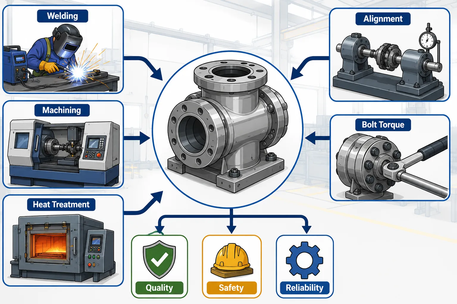 Lesson 5: Analyse and optimise QA/QC processes to improve efficiency, safety, and reliability. 1 Industrial Valve Manufacturing Process Infographic