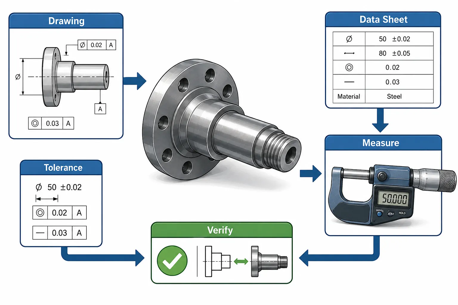 Lesson 1: Perform comprehensive inspections of mechanical systems, machinery, and components. 3 Machined Part Verification Workflow