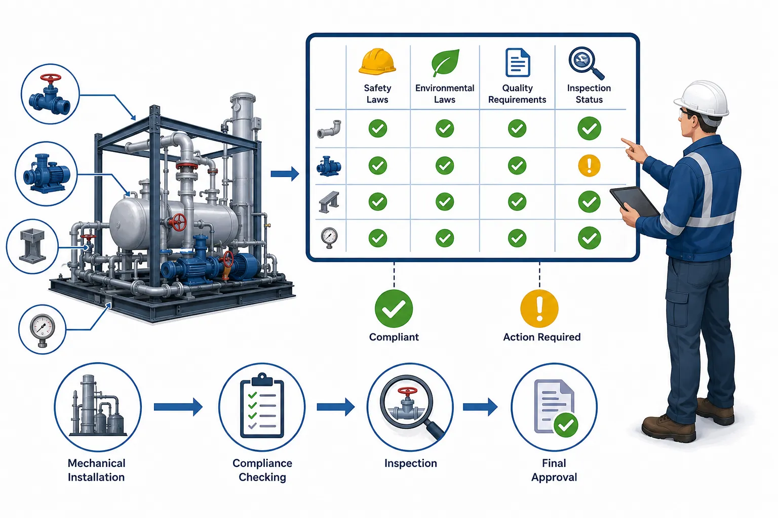Lesson no 2 : Ensure mechanical projects comply with safety, quality, regulations. 1 Mechanical Installation Compliance Workflow
