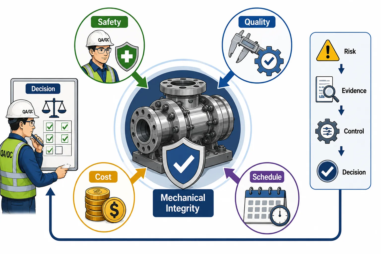 Lesson 5: Analyse and optimise QA/QC processes to improve efficiency, safety, and reliability. 3 Mechanical Integrity Decision Framework
