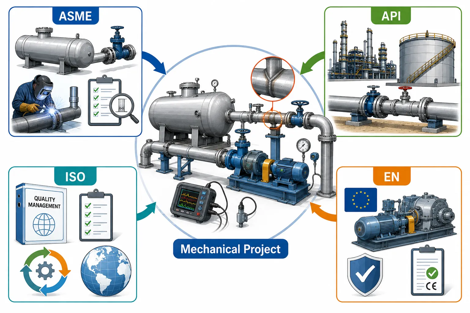 Lesson no 1 : Understand global mechanical engineering standards and regulatory requirements. 1 Mechanical Project Standards Infographic