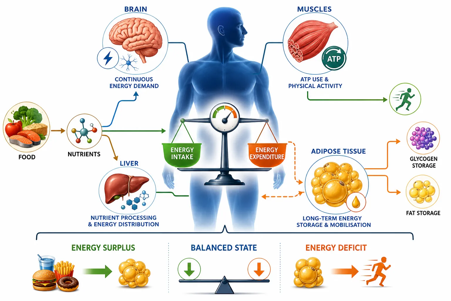 Lesson no 1 : Explain the molecular and cellular basis of human metabolism. 4 Metabolic Energy Balance Infographic