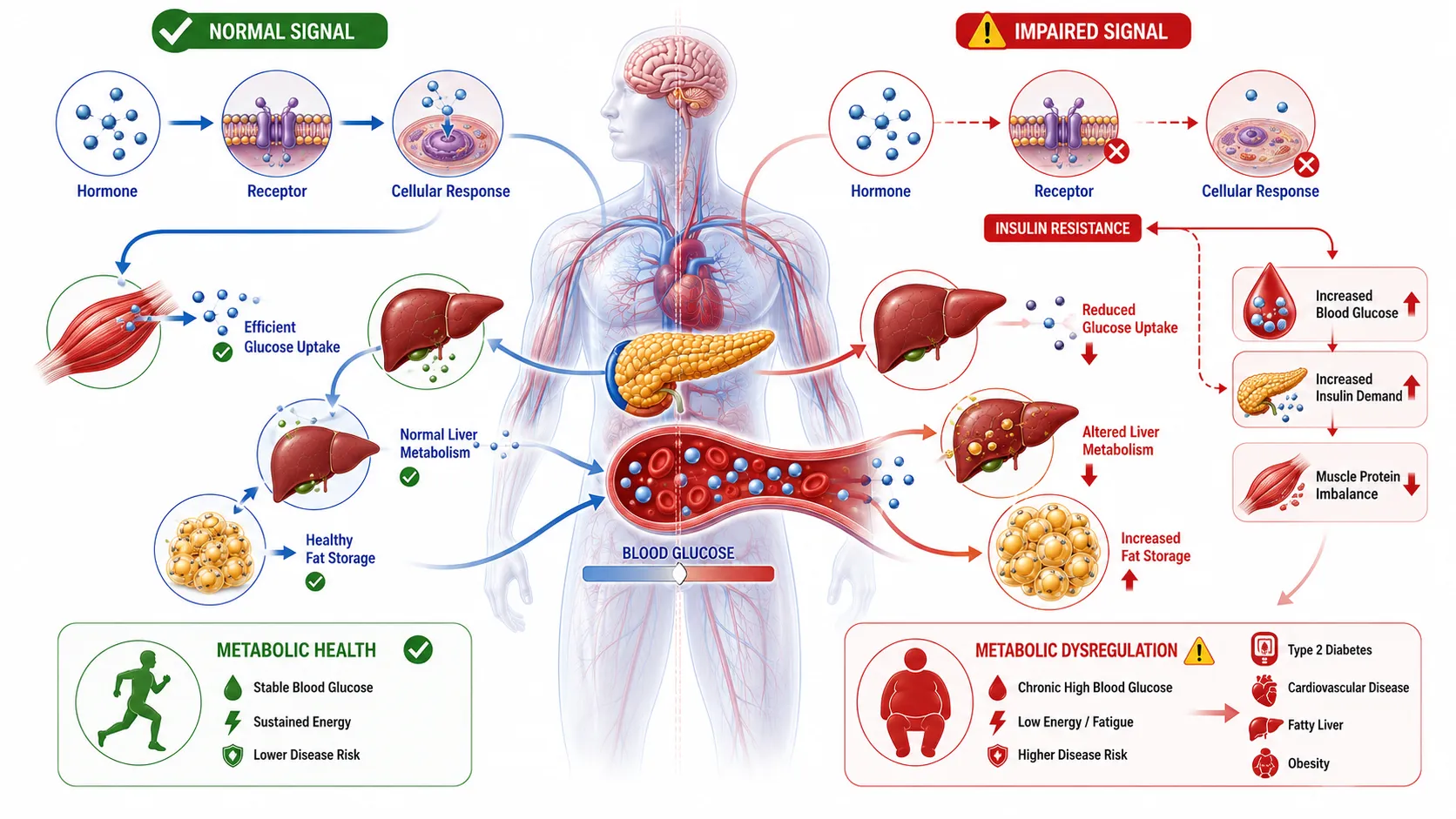 Lesson no 3: Evaluate hormonal and biochemical regulation of nutrient metabolism. 4 Normal vs. Impaired Insulin Signaling