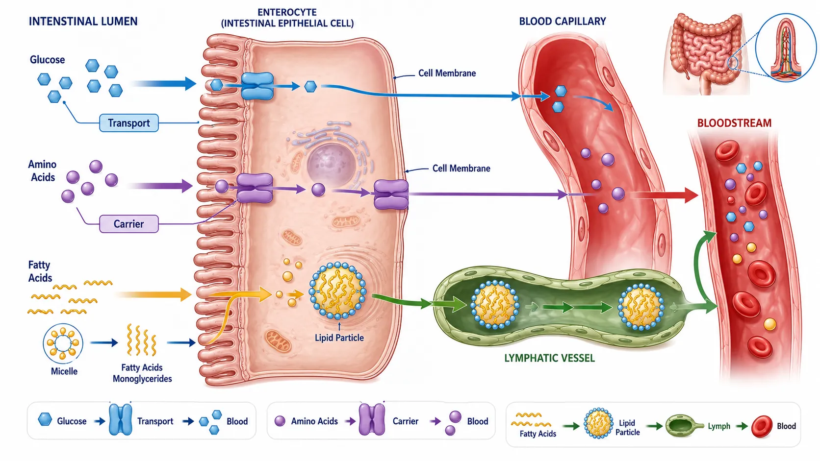 Nutrient Absorption Pathways Infographic