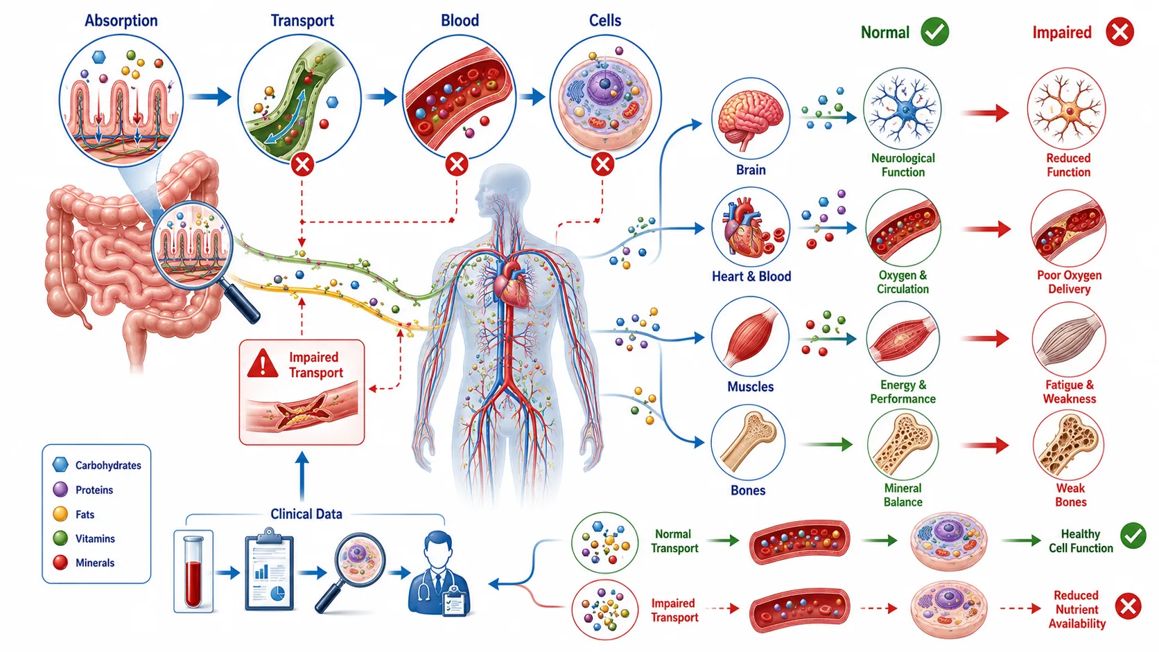 Nutrient Transport and Cellular Health Infographic