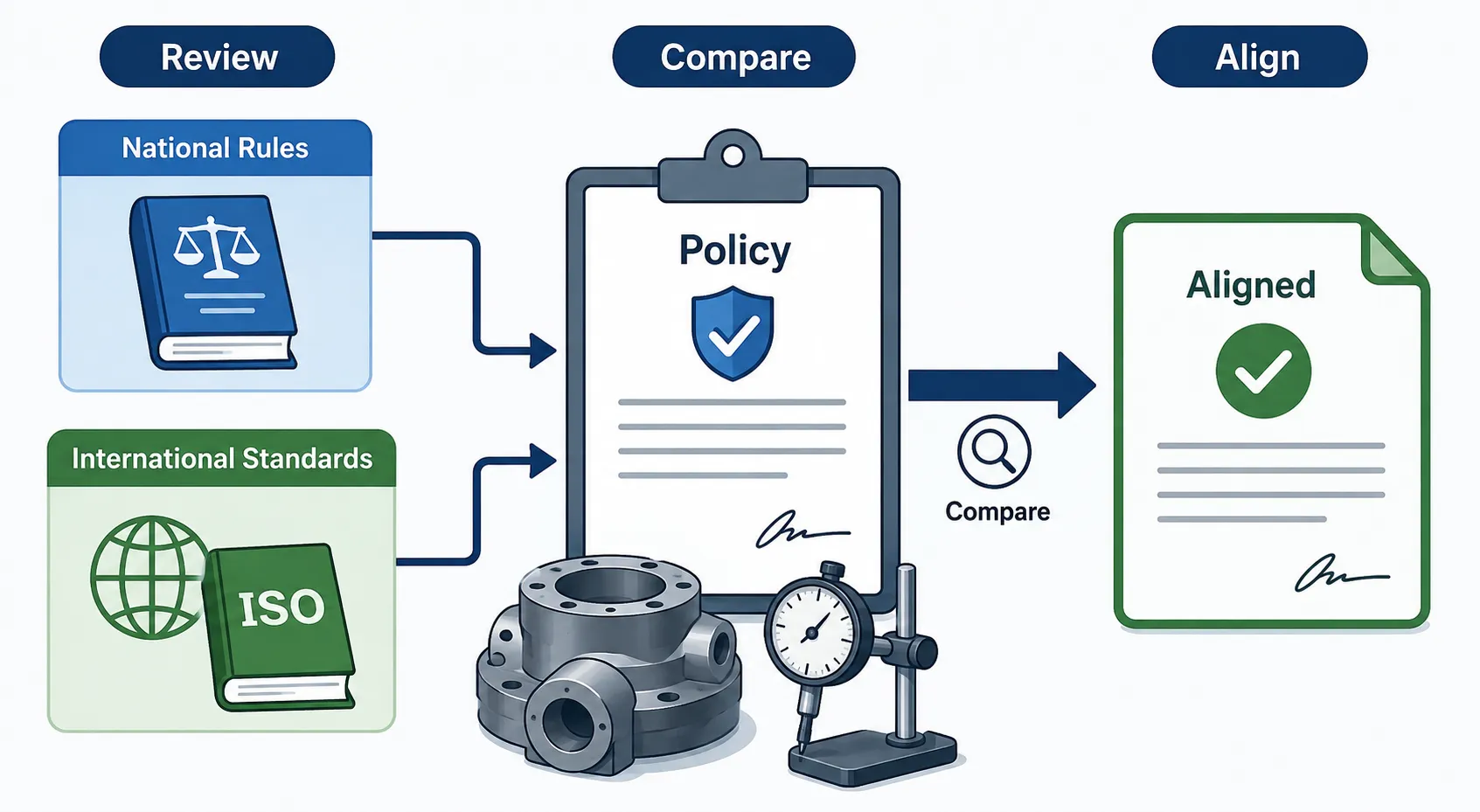 Lesson 5: Ensure all inspection and testing procedures comply with organisational and regulatory standards 1 Policy Alignment Workflow