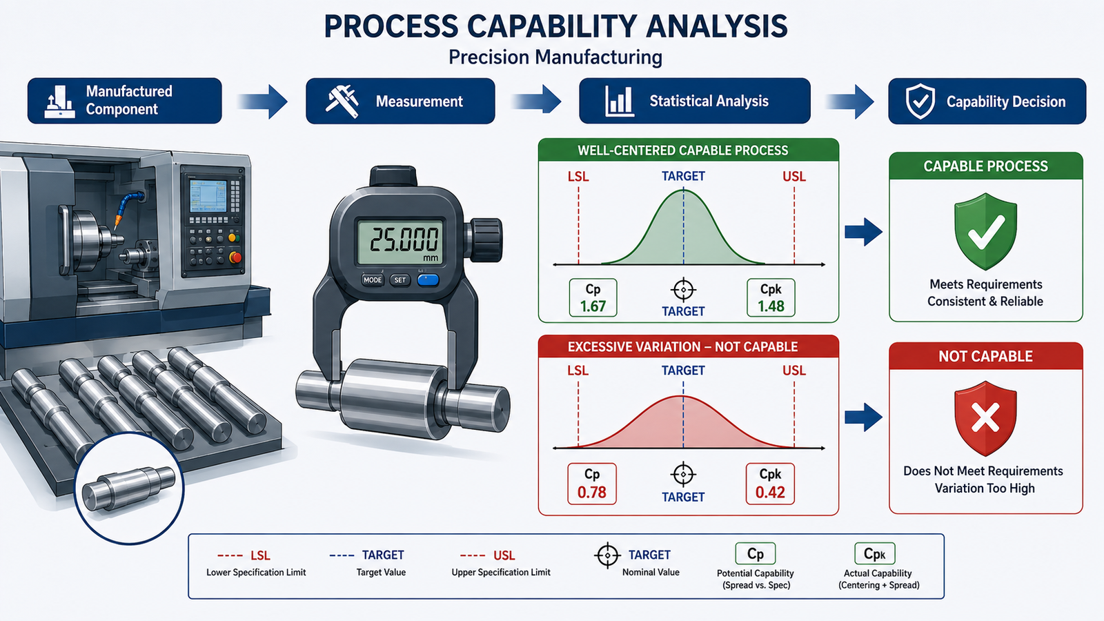 Lesson 1:Apply statistical methods to monitor and control mechanical engineering and manufacturing processes. 1 Process Capability Analysis Workflow