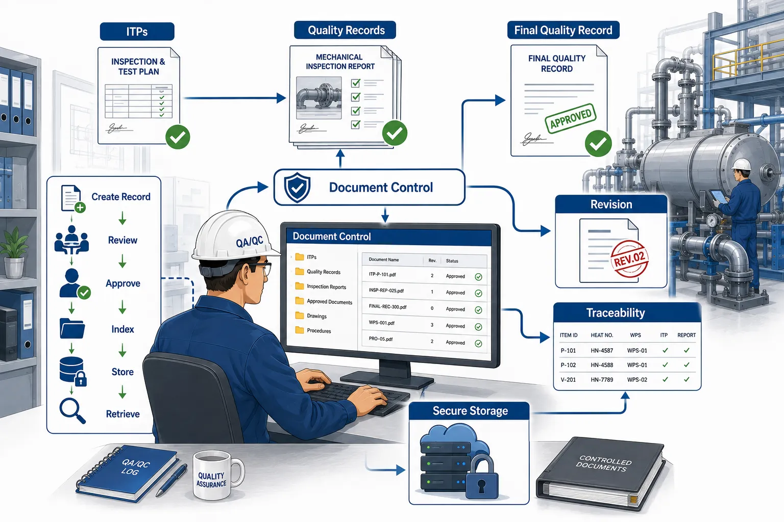 Lesson no 5 : Maintain comprehensive documentation for regulatory compliance and quality assurance. 1 QAQC Document Control Workflow
