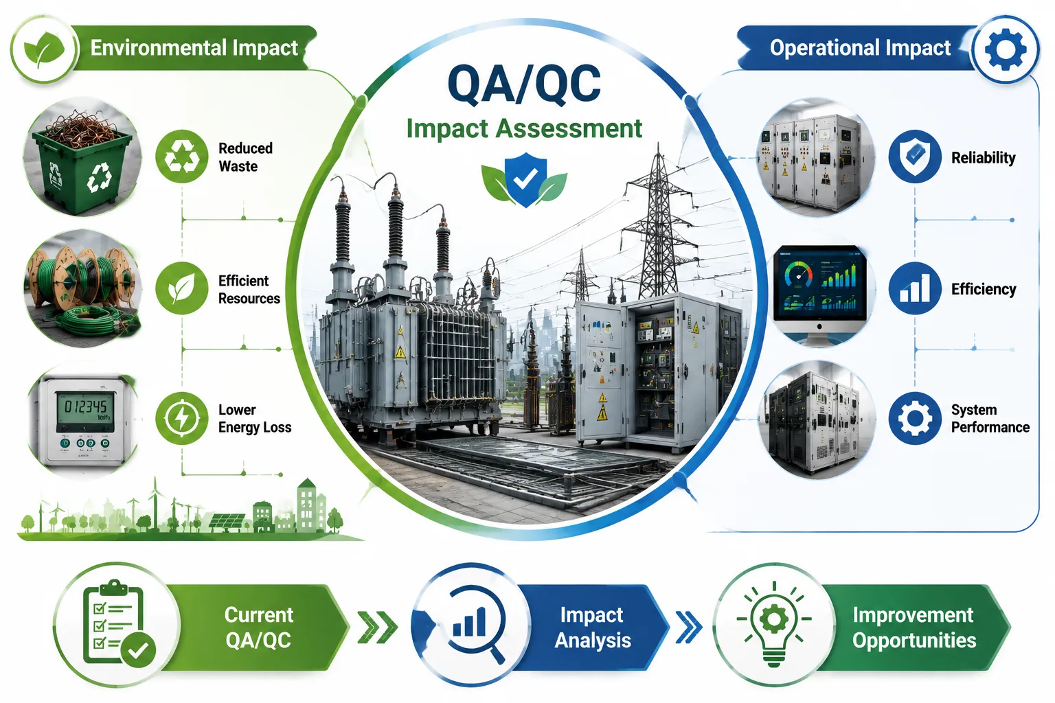 Lesson 1: Evaluate the role of sustainability in electrical QA/QC practices. 2 QAQC Impact Assessment Infographic