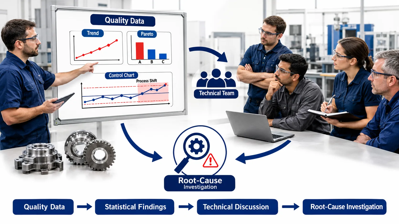 Lesson 6: Support continuous improvement initiatives through precise and actionable data analysis. 3 Quality Data to Root Cause Investigation