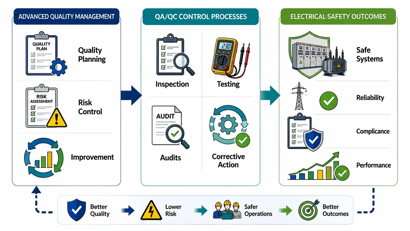 Quality Management and Electrical Safety Flowchart