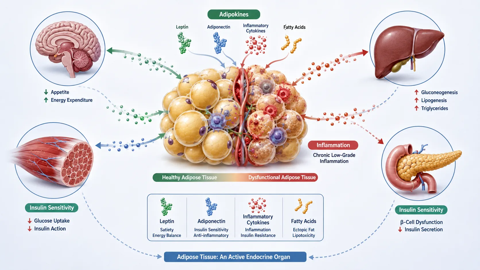 Adipose Tissue Endocrine Signaling Infographic