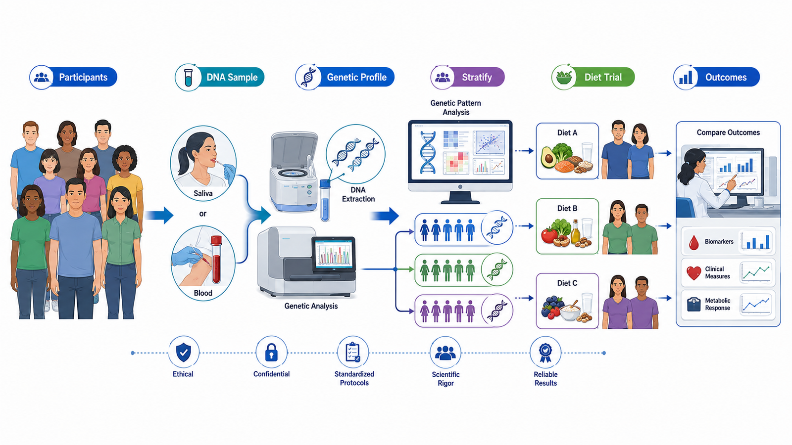 Lesson no 4 : Design research approaches integrating genomics and nutrition. 3 From Participants to Outcomes