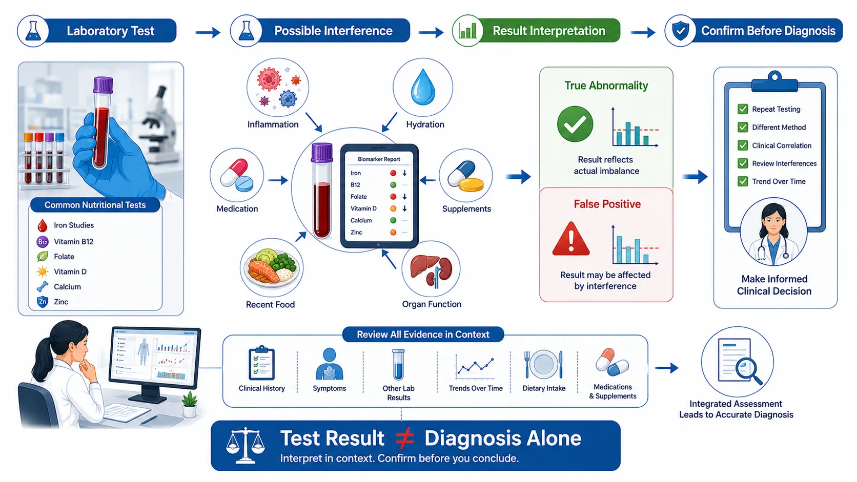 Lesson no 2 : Interpret laboratory tests and biomarkers for nutrient deficiencies and imbalances. 5 Laboratory Testing From Results to Diagnosis