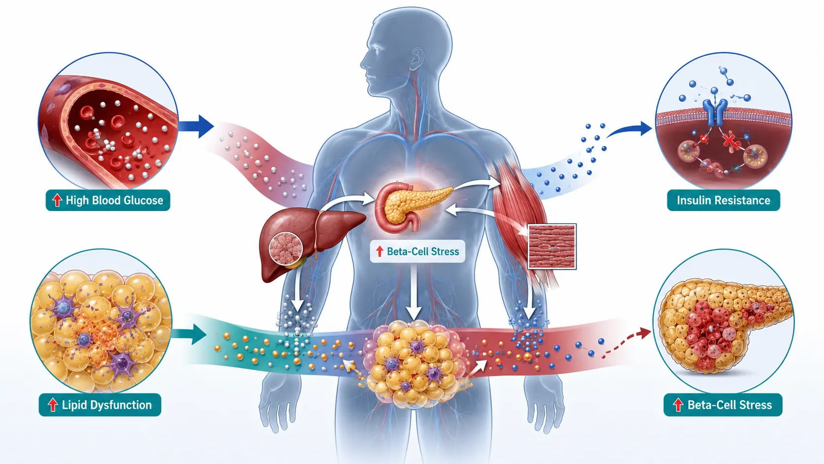 Type 2 Diabetes Pathophysiology Infographic